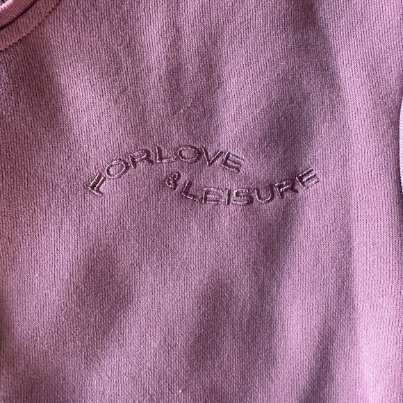 NWT For Love & Lemons Josie Cropped Crewneck Pullover Sweatshirt in Lilac, M - Picture 6 of 9